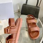 Dior Unisex Shoes DiorAct Sandal Cognac-Colored Lambskin Gold-Finish Metal DIOR Signature – Image 8