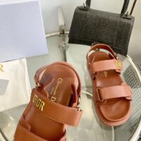 Dior Unisex Shoes DiorAct Sandal Cognac-Colored Lambskin Gold-Finish Metal DIOR Signature (4)