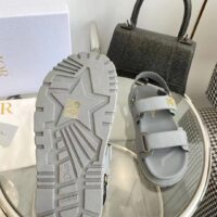 Dior Unisex Shoes DiorAct Sandal Gray Lambskin Gold-Finish Metal DIOR Signature (9)