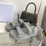 Dior Unisex Shoes DiorAct Sandal Gray Lambskin Gold-Finish Metal DIOR Signature - Image 5