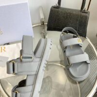 Dior Unisex Shoes DiorAct Sandal Gray Lambskin Gold-Finish Metal DIOR Signature (9)
