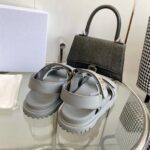 Dior Unisex Shoes DiorAct Sandal Gray Lambskin Gold-Finish Metal DIOR Signature - Image 6