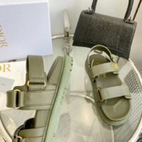 Dior Unisex Shoes DiorAct Sandal Khaki Lambskin Gold-Finish Metal DIOR Signature (9)