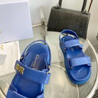 Dior Unisex Shoes DiorAct Sandal Royal Blue Lambskin Gold-Finish Metal DIOR Signature (8)