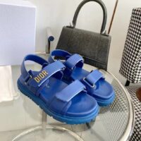 Dior Unisex Shoes DiorAct Sandal Royal Blue Lambskin Gold-Finish Metal DIOR Signature (8)