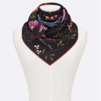 Dior Women CD Dior Birds 90 Square Scarf Black Multicolor Silk Twill (11)