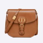 Sac à bandoulière Dior Bobby Frame en cuir de veau box couleur cognac pour femme