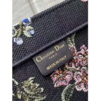 Dior Women CD Large Book Tote Black Multicolor Dior Petites Fleurs Embroidery (1)