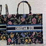Dior Women CD Large Book Tote Black Multicolor Dior Petites Fleurs Embroidery - Image 2