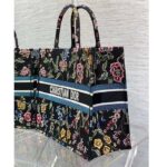 Dior Women CD Large Book Tote Black Multicolor Dior Petites Fleurs Embroidery - Image 4
