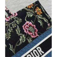 Dior Women CD Large Book Tote Black Multicolor Dior Petites Fleurs Embroidery (1)