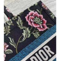 Dior Women CD Medium Book Tote Black Multicolor Dior Petites Fleurs Embroidery (10)
