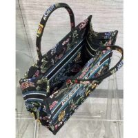 Dior Women CD Medium Book Tote Black Multicolor Dior Petites Fleurs Embroidery (10)