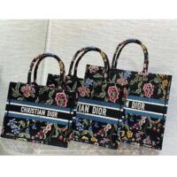 Dior Women CD Medium Book Tote Black Multicolor Dior Petites Fleurs Embroidery (10)