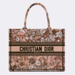 Dior Women CD Medium Book Tote Powder Pink Jardin Magique Embroidery