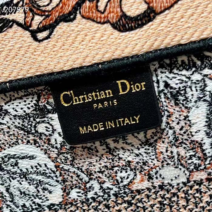 Dior Women CD Medium Book Tote Powder Pink Jardin Magique Embroidery