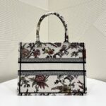 Dior Women CD Medium Book Tote White Multicolor Jardin Botanique Embroidery - Image 3