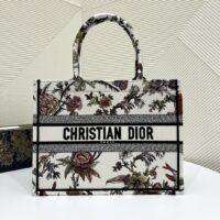 Dior Women CD Medium Book Tote White Multicolor Jardin Botanique Embroidery (1)