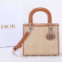 Dior Women CD Medium Lady Dior Handbag Natural Cannage Raffia (11)