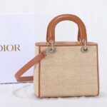 Dior Women CD Medium Lady Dior Handbag Natural Cannage Raffia - Image 4