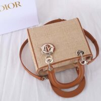 Dior Women CD Medium Lady Dior Handbag Natural Cannage Raffia (11)
