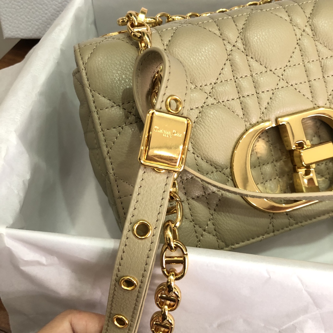 Dior Women CD Small Dior Caro Bag Beige Supple Cannage Calfskin