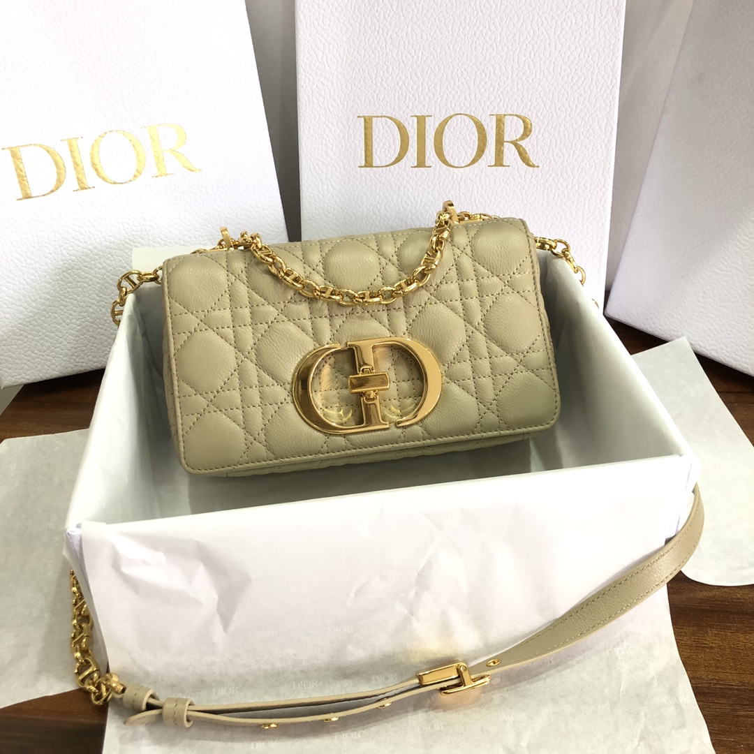 Dior Women CD Small Dior Caro Bag Beige Supple Cannage Calfskin