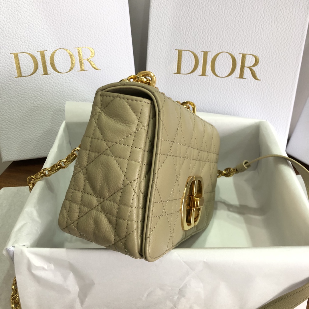 Dior Women CD Small Dior Caro Bag Beige Supple Cannage Calfskin