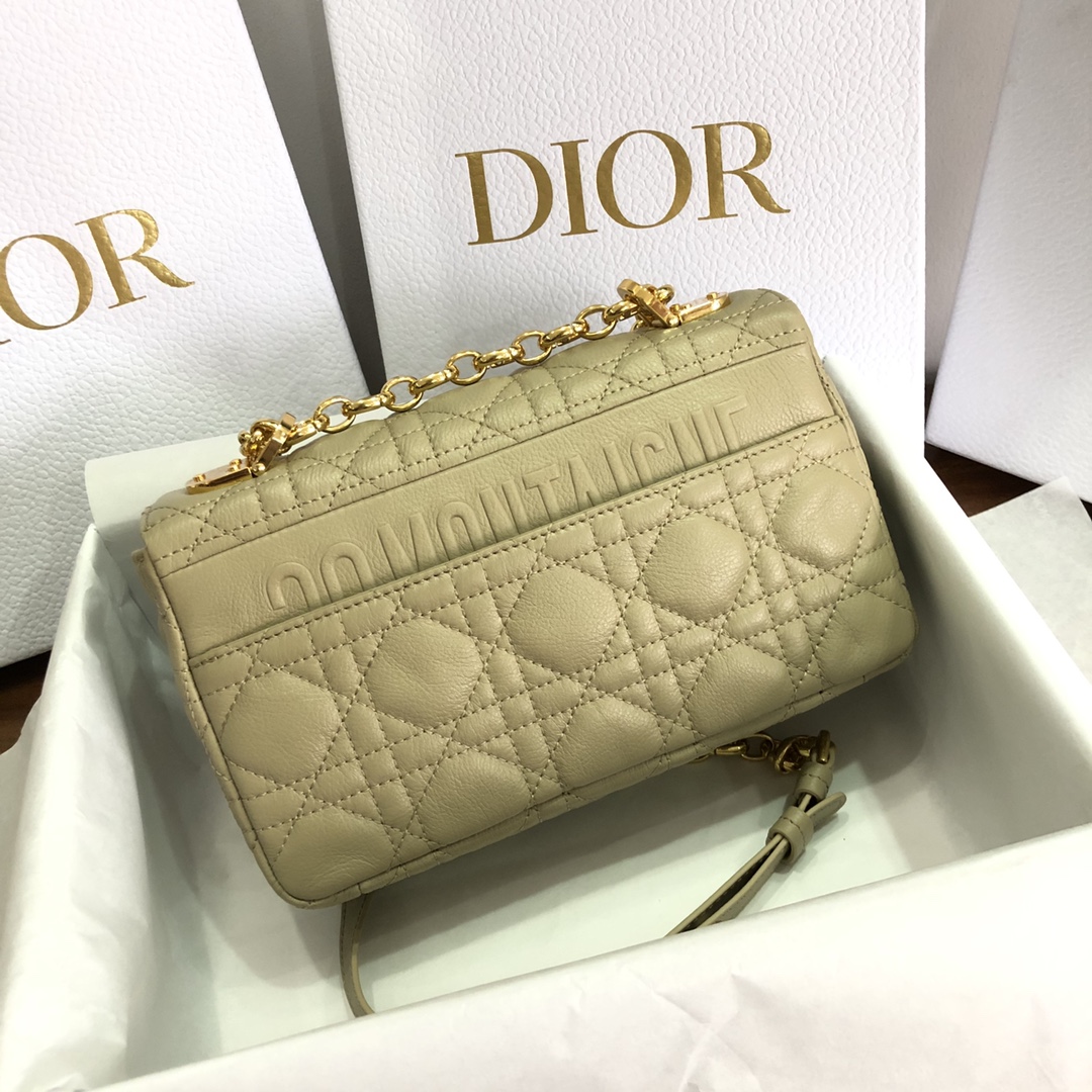 Dior Women CD Small Dior Caro Bag Beige Supple Cannage Calfskin