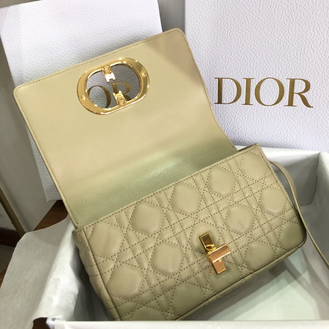 Dior Women CD Small Dior Caro Bag Beige Supple Cannage Calfskin