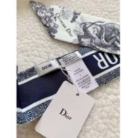 Dior Women CD Toile De Jouy Sauvage Mitzah Scarf Ivory Navy Blue Silk Twill (2)