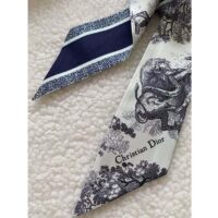 Dior Women CD Toile De Jouy Sauvage Mitzah Scarf Ivory Navy Blue Silk Twill (2)