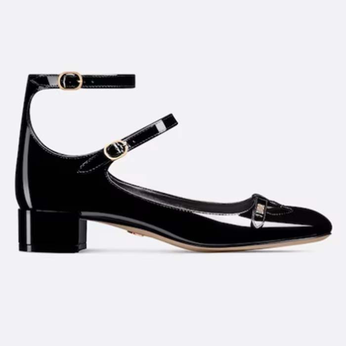 Dior Women Shoes CD Aime Dior Ballerina Pump Black Patent Calfskin