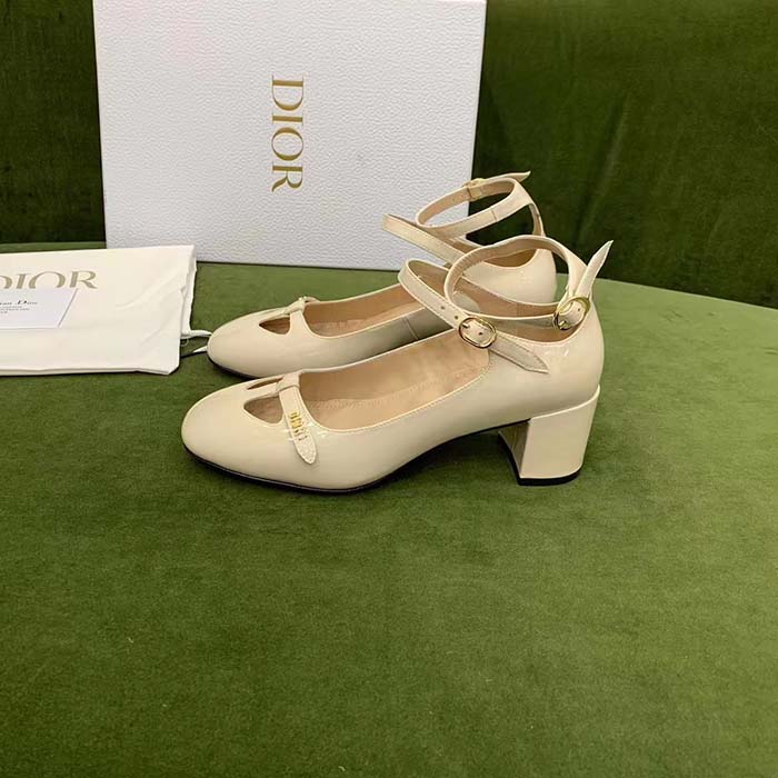 Dior Women Shoes CD Aime Dior Ballerina Pump White Patent Calfskin