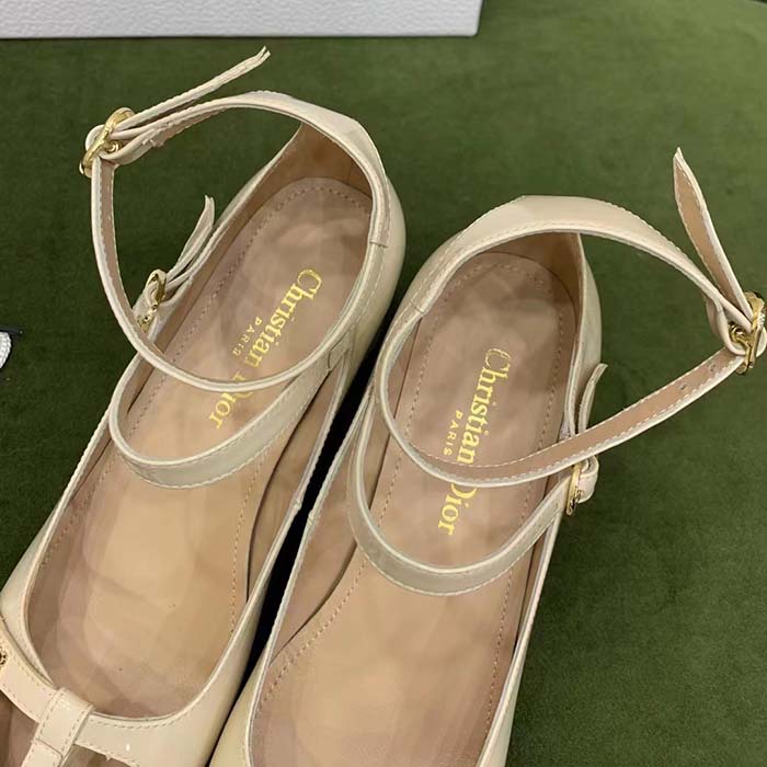 Dior Women Shoes CD Aime Dior Ballerina Pump White Patent Calfskin