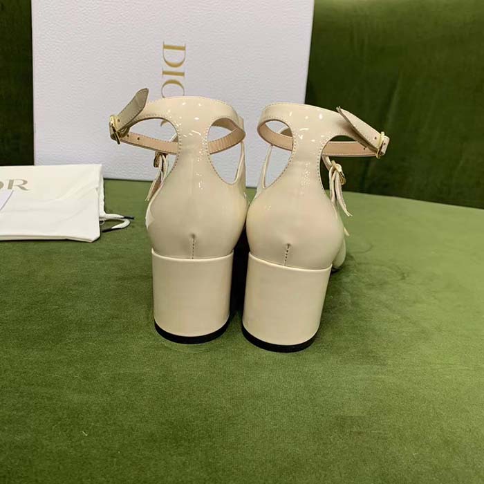 Dior Women Shoes CD Aime Dior Ballerina Pump White Patent Calfskin