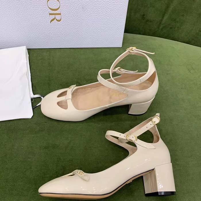Dior Women Shoes CD Aime Dior Ballerina Pump White Patent Calfskin