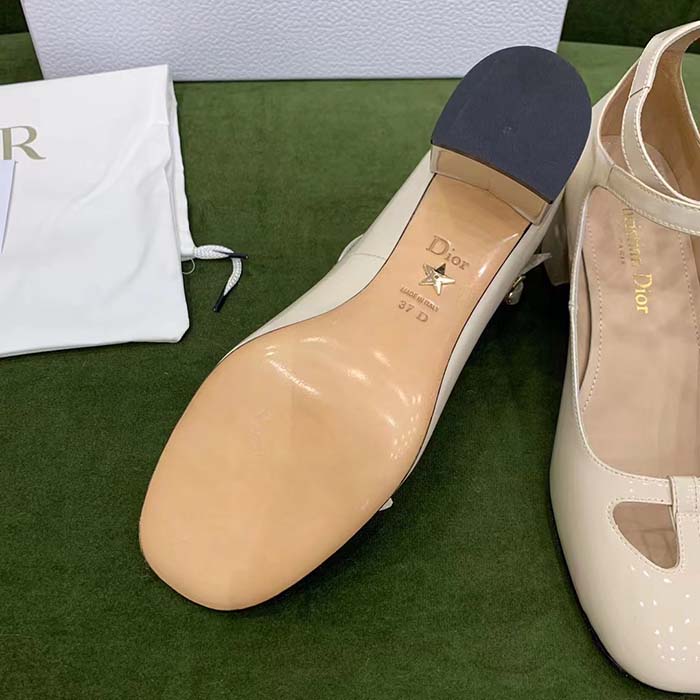 Dior Women Shoes CD Aime Dior Ballerina Pump White Patent Calfskin