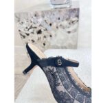 Dior Women Shoes CD Capture Heeled Mule Black Transparent Mesh Suede Embroidered Roses - Image 13