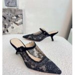 Dior Women Shoes CD Capture Heeled Mule Black Transparent Mesh Suede Embroidered Roses - Image 3