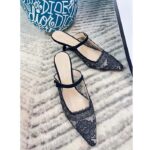 Dior Women Shoes CD Capture Heeled Mule Black Transparent Mesh Suede Embroidered Roses - Image 5