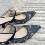 Dior Women Shoes CD Capture Heeled Mule Black Transparent Mesh Suede Embroidered Roses - Image 8