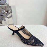 Dior Women Shoes CD Capture Heeled Mule Black Transparent Mesh Suede Embroidered Roses (13)