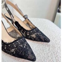 Dior Women Shoes CD J’Adior Slingback Pump Black Multicolor Cotton Jardin Botanique Embroidery (5)