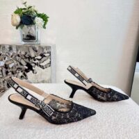Dior Women Shoes CD J’Adior Slingback Pump Black Multicolor Cotton Jardin Botanique Embroidery (5)