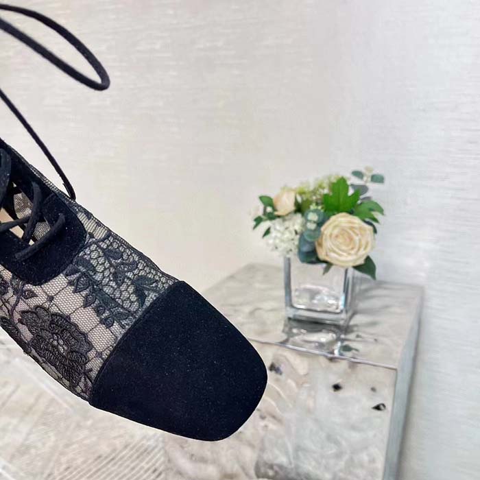 Dior Women Shoes CD Naughtily-D Ankle Boot Black Transparent Mesh Suede Embroidered Roses