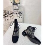 Dior Women Shoes CD Naughtily-D Ankle Boot Black Transparent Mesh Suede Embroidered Roses - Image 5