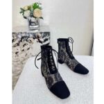 Dior Women Shoes CD Naughtily-D Ankle Boot Black Transparent Mesh Suede Embroidered Roses - Image 3