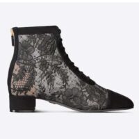 Dior Women Shoes CD Naughtily-D Ankle Boot Black Transparent Mesh Suede Embroidered Roses (3)