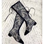 Dior Women Shoes CD Naughtily-D Boot Black Transparent Mesh Suede Embroidered Roses - Image 3